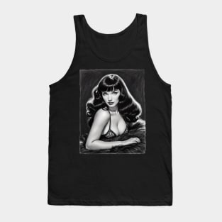 Bettie Page Black and White Portrait Tank Top